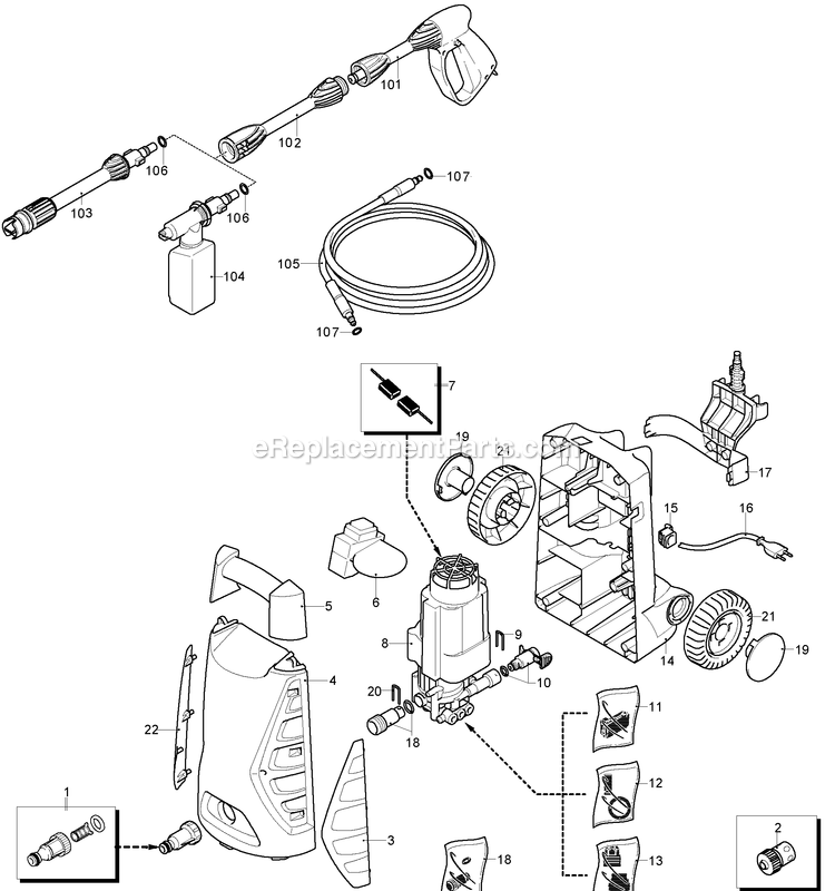 Black and Decker PW1370DW-BR (Type 1) 1300w Pressure Washer Power Tool Page A Diagram